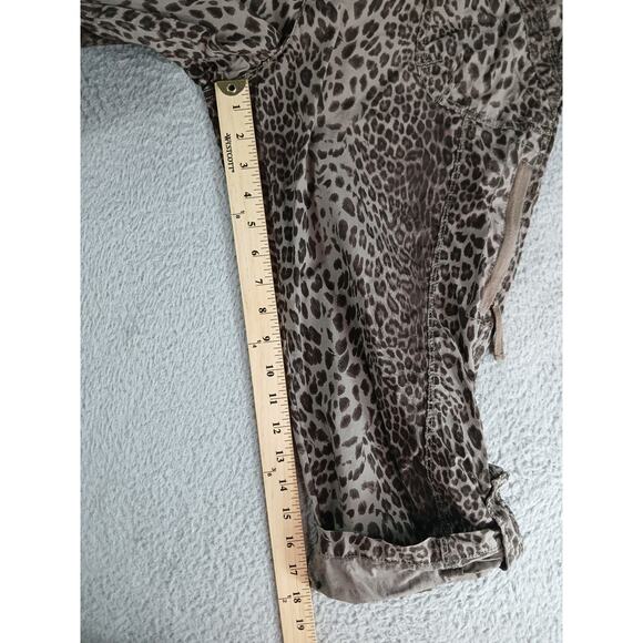 Intro Love The Fit Pants Womens 12 Stretch Brown Capri Leopard Cuffed Drawstring - Picture 6 of 9